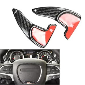 2x XeAOzC[VtgbJ[_bW`W[`[W[fSJ[{t@Co[p- 2x steering wheel shift rocker for Dodge Challenger Charger Durango carbon fiber-