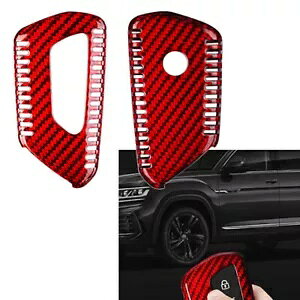 P[XX}[g[gJ[{t@Co[bhL[z_[ VW St MK8 2020 2021p- Case Smart Remote Carbon Fiber Red Keychain for VW Golf MK8 2020 2021-