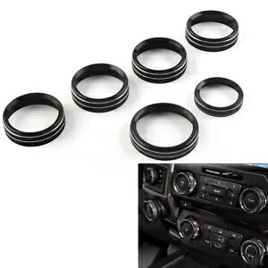 6x エアコンスイッチ CD ボタン リングボタン ベゼル フォード F150 XLT 2015-20用- 6x Air Conditioning Switch CD Button Ring Button Bezel for Ford F150 XLT 2015-20-