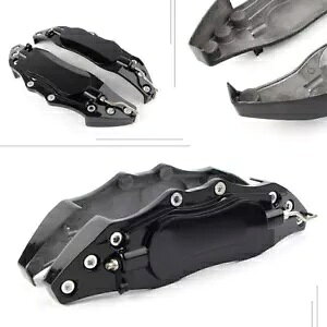 2 x 3D ���^�� �u���[�L �L���b�v �J�o�[ �t�����g����у��A ��^�� �V�i �u���b�N- 2 x 3D Metal Brake Cap Covers Front and Rear Large Car New Black-