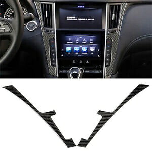 �J�[�{���t�@�C�o�[�R���\�[���g�����g���� 2 �C���t�B�j�e�B Q50 Q60 2013-2019- Carbon Fiber Console Trim Trim 2pcs For Infiniti Q50 Q60 2013-2019- �y���s�A���i�z