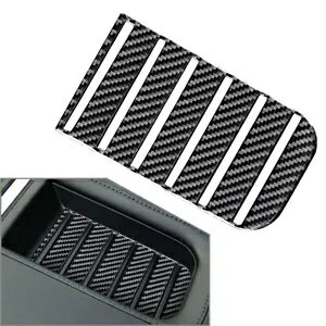 アームレストボックススロットパネルカバートリム トヨタ タンドラ 2014-21 カーボンファイバー ブラック- Armrest Box Slot Panel Cover Trim for Toyota Tundra 2014-21 Carbon Fiber Black-