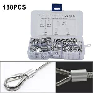 ���C���[���[�v�P�[�u���p6�T�C�Y�_�u���X���[�u�������[�v�X���[�u180��- 180pcs 6-Size Double Sleeve Crimp Loop Sleeve for Wire Rope Cable- �y���s�A���i�z