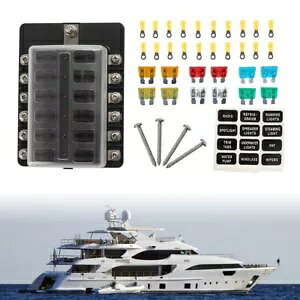 12 �E�F�C�J�[�{�[�g�x�����ی�J�o�[�q���[�Y�{�b�N�X�z���_�[�u���b�N- 12-Way Car Boat Warning Light Protective Cover Fuse Box Holder Block- �y���s�A���i�z