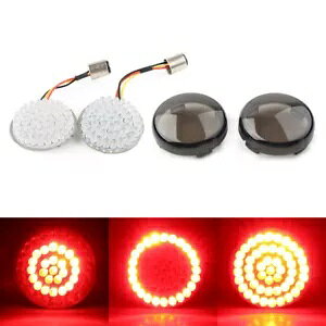 1157 LED ���A�J�[�u�V�O�i�� �X���[�N�����Y�J�o�[�t�� �n�[���[�_�C�i�c�[�����O�p- 1157 LED Rear Curve Signals with Smoked Len Cover for Harley Dyna Touring- �y���s�A���i�z