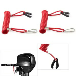 AEg{[hLXCb`[heU[ً}~[h}nbh 2 - Outboard Kill Switch Lanyard Tether Emergency Stop Lanyard for Yamaha Red 2PCS-
