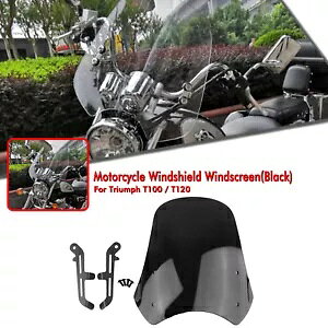 �t�����g�K���X�E�C���h�f�B�t���N�^�[�t�����g�K���X�J�o�[�g���C�A���t T100 T120 1 �Z�b�g���V���� Windshield Wind Deflector Windscreen Cover For Triumph T100 T120 1 Set Black New �y���s�A���i�z