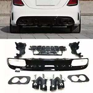 xc C NX W205 AMG Z_ 2015-2020 C43 X^CAop[fBt[U[- For Benz C-Class W205 AMG Sedan 2015-2020 C43 Style Rear Bumper Diffuser-
