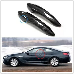 BMW F06 F12 F13�p�u���b�N�J�[�{���t�@�C�o�[�h�A�n���h���t���[���g����- Black carbon fiber door handle frame trim for BMW F06 F12 F13- �y���s�A���i�z