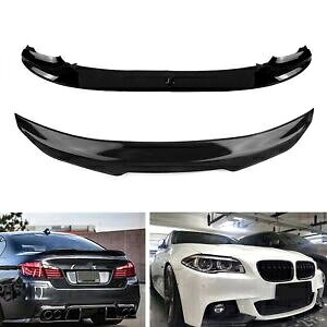 2011 2012-2016 BMW F10 5 �V���[�Y�t�����g�X�|�C���[ + ���A�X�|�C���[���b�v�V���C�j�[�u���b�N- For 2011 2012-2016 BMW F10 5 Series front spoiler + rear spoiler lip shiny black- �y���s�A���i�z