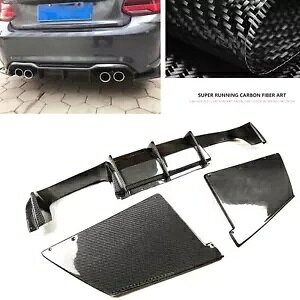 �J�[�{���t�@�C�o�[���A���[���f�B�t���[�U�[���b�v�X�|�C���[ 2016-2022 2017 BMW F87 M2 3 ��- Carbon fiber rear rail diffuser lip spoiler for 2016-2022 2017 BMW F87 M2 3PCS- �y���s�A���i�z