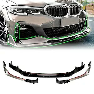 2019-2020 BMW G20/G21/G28 �Ԃ̃t�����g�o���p�[�X�|�C���[�X�v���b�^�[���b�v�z���C�g- For 2019-2020 BMW G20/G21/G28 car front bumper spoiler splitter lip white- �y���s�A���i�z
