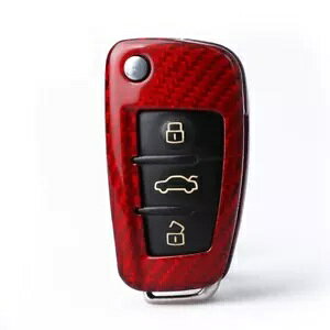 赤い車のスマートキーの装飾カバーアウディ A3 A4 TT R8 Q3 Q5 炭素繊維- Red Car Smart Key Decor Cover For Audi A3 A4 TT R8 Q3 Q5 Carbon Fiber-