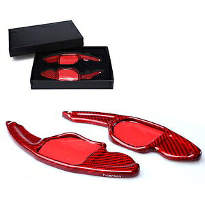 カーボンファイバーステアリングホイールシフトロッカーエクステンション 2009-12 2011 アウディ A4L A8 S5 レッド- Carbon fiber steering wheel shift rockers extension for 2009-12 2011 Audi A4L A8 S5 red-