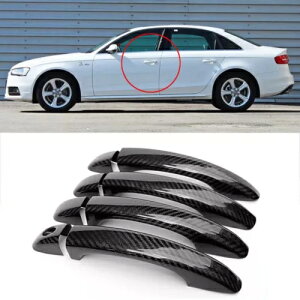 AEfB A4 A4L 2009-2016 pX}[gL[Ȃ̍Ԃ̃hAnhg- Black car door handle trim without smart key hole for Audi A4 A4L 2009-2016-