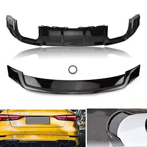 AEfB S3 A3 2017-20 2019 X|[cAop[fBt[U[ + AX|C[AECO- For Audi S3 A3 2017-20 2019 sport rear bumper diffuser + rear spoiler rear wing-