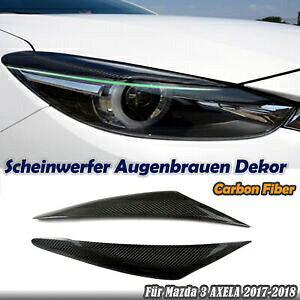 }c_ 3 ANZ 2017-18 wbhCgт܂ԂJo[J[{t@Co[- For Mazda 3 AXELA 2017-18 Headlights Eyebrows Eyelid Cover Carbon Fiber-