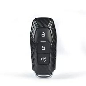 ubNJ[{t@Co[X}[gP[XL[Jo[tH[h 3 L[p- Black Carbon Fiber Smart Case Key Decor Cover For Ford 3-Keys-