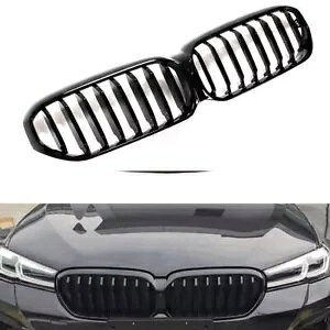 �V���C�j�[�u���b�N �t�����g�o���p�[�O���� BMW G30 G31 LCI 2021-22 �J�����t��- Shiny Black Front Bumper Grille for BMW G30 G31 LCI 2021-22 with Camera- �y���s�A���i�z