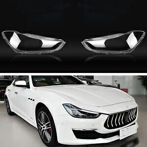 �}�Z���e�B �M�u�� 2014-2022 �t�����g L+R �w�b�h���C�g�����Y�J�o�[�V�F��- For Maserati Ghibli 2014-2022 Front L+R Headlights Lens Cover Shell- �y���s�A���i�z