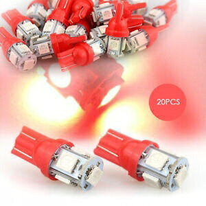���b�h T10 �E�F�b�W 5 SMD 5050 LED �h�[���h�A�}�b�v�����Ɩ� 168 192 194 20 ��- Red T10 Wedge 5 SMD 5050 LED Dome Door Map Interior Lighting 168 192 194 20pcs- �y���s�A���i�z