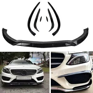 �x���c C �N���X C180 C200 C260 C43 W205 2015-2018 AMG �t�����g�o���p�[�X�|�C���[- For Benz C-Class C180 C200 C260 C43 W205 2015-2018 AMG Front Bumper Spoiler-