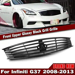 �C���t�B�j�e�B G37 �N�[�y 2008-2013 Q60 2014-2015 �t�����g�O�����V���C�j�[�u���b�N 1PC- For Infiniti G37 Coupe 2008-2013 Q60 2014-2015 Front Grille Shiny Black 1PC- �y���s�A���i�z