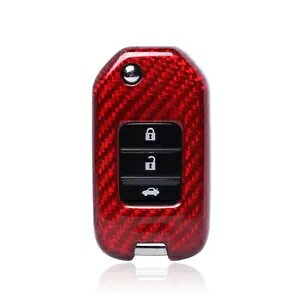 X}[gP[XL[Jo[z_AR[hVrbN CR-V J[{t@Co[V- Smart Case Key Cover For Honda Accord Civic CR-V Carbon Fiber New-