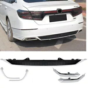 2018-2022 ホンダ アコード 10 用。YOFER Gen ターボ リアディフューザー + コーナー スパット ホワイト- For 2018-2022 Honda Accord 10. YOFER Gen Turbo Rear Diffuser + Corner Spat White-