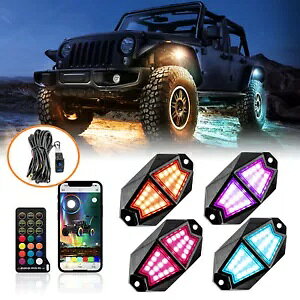 4 |bhp RGB bNCg + C[A_[{fBzC[Cg|X RZR XP 1000 p 4 Pods Curved RGB Rock Lights+Wire Underbody Wheel Light For Polaris RZR XP 1000
