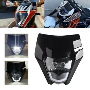 �u���b�N�V�F�� �t�����g �w�b�h���C�g �n�C/���[�r�[�� DRL �t�� 690 SMC R 250 XC-W 300 EXC �p Black Shell Front Headlight w/ High/Low Beam DRL For 690 SMC R 250 XC-W 300 EXC �y���s�A���i�z
