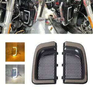 LED �^�[���V�O�i�����C�g�����j���O�����v�t�F�A�����O�����O�����n�[���[�G���N�g���O���C�h�p LED Turn Signal Light Running Lamp Fairing Lower Grills For Harley Electra Glide �y���s�A���i�z