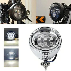 �N���[���V�F�� 5.75 �C���` LED �t�����g�w�b�h���C�g �z���C�g DRL �n�C/���[ �r�[�� �N���[�U�[ �`���b�p�[�p Chrome Shell 5.75 LED Front Headlight White DRL Hi/Lo Beam For Crusier Chopper �y���s�A���i�z