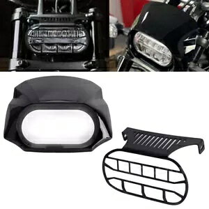 n[[X|[cX^[S RH1250SpwbhvOK[htubNwbhCgtFAO Black Headlight Fairing w/Headlamp Grill Guard For Harley Sportster S RH1250S