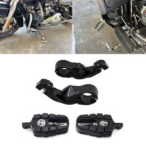 ブラック フットペグ ハイウェイペグマウント 1.25インチ エンジンガード用 ハーレーダイナツーリング Black Foot Pegs Highway Pegs Mount For 1.25" Engine Guards Harley Dyna Touring