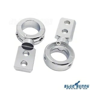 2X N[tHOX|bgCg}EguPbgNv 1-1/4 C`GWNbVo[`[up 2X Chrome Fog Spot Light Mount Bracket Clamps For 1-1/4'' Engine Crash Bar Tubes