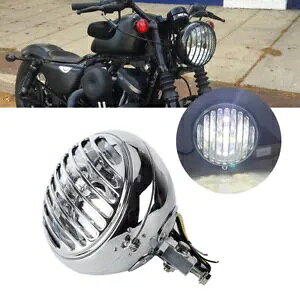 E9 7 ''�N���[���V�F���z���C�g LED �O�����w�b�h���C�g�w�b�h�����v�n�[���[�\�t�e�C�� 86-14 E9 7'' Chrome Shell White LED Grill Headlight Head Lamp For Harley Softail 86-14 �y���s�A���i�z