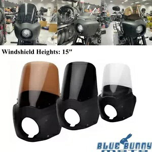 M8 フロントフェアリング 15 インチ PC フロントガラス、再配置ブロック付き、ローライダー FXLR 18-20 用 M8 Front Fairing 15'' PC Windshield w/Relocation Block For Low Rider FXLR 18-20