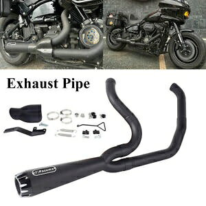 [C_[ ST S pXeX 2-into-1 tRv[g ubN GL][Xg VXe Stainless Steel 2-into-1 Full Complete Black Exhaust System For Low Rider ST S