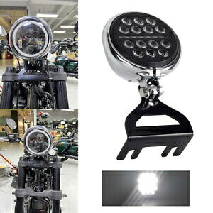 N[ 12V LED wbhCg Hi/Lo r[ uPbgA_v^[t n[[t@bg{u FXFB /Sp Chrome 12V LED Headlight Hi/Lo Beam w/Bracket Adapter For Harley Fat Bob FXFB /S