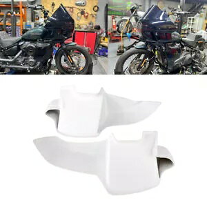 2X �z���C�g�O���X�t�@�C�o�[�����t�F�A�����O�J�o�[�t�����g�K���X�_�C�i���[���C�_�[ S FXDL 2X White Fiberglass Lower Leg Fairing Cover Windshield For Dyna Low Rider S FXDL
