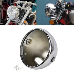 7 ''�N���[���w�b�h���C�g�V�F���w�b�h�����v�d���o�P�b�g�n�[���[�J�t�F���[�T�[�{�o�[�p 7'' Chrome Headlight Shell Head Lamp Bulb Bucket For Harley Cafe Racer Bobber �y���s�A���i�z