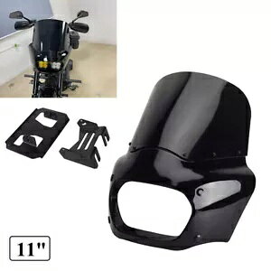 NuX^C tgtFAO 11 C` tgKX CguPbgt \teC FXFB /S 18up p Club Style Front Fairing 11" Windshield w/Light Bracket For Softail FXFB /S 18up