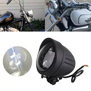 4.5�C���` ���F LED �w�b�h���C�g �w�b�h�����v �n�C/���[�r�[�� �n�[���[�I�[���h�X�N�[���o�C�N�p 4.5 White LED Headlight Headlamp High/Low Beam For Harley Old School Motorcycle �y���s�A���i�z