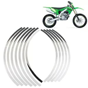 21 "19" XebJ[ zC[XgCv fJ[ Kawasaki KX 250F 2004-2021 zCg 21" 19" Rim Stickers Wheel Stripes Decals for Kawasaki KX 250F 2004-2021 White