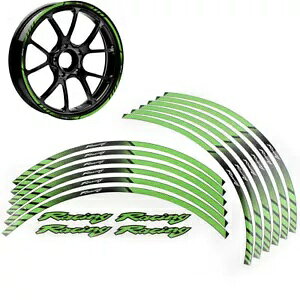 17C` 18C` zC[ fJ[  XebJ[ e[v XgCv jo[T O[ I[goC 17" 18" Wheel Decals Rim Stickers Tape Stripes Universal Green Motorcycle