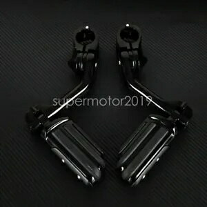 1 �C���` - 1.25 �C���` �u���b�N �����O�A���O�� �n�C�E�F�C �m���X���b�v �t�b�g�y�O �n�[���[�c�[�����O�p 1'' - 1.25'' Black Long Angled Highway Non-Slip Foot Peg Fit For Harley Touring �y���s�A���i�z