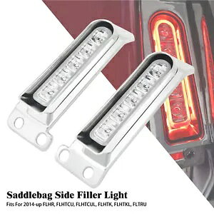 �N���[�� �T�h���o�b�O �T�C�h�t�B���[ ���b�h LED ���C�g �n�[���[ �G���N�g�� ���[�h �O���C�h 14-2024�p Chrome Saddlebag Side Filler Red LED Light For Harley Electra Road Glide 14-2024
