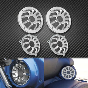 �N���[�� CNC F&R �X�s�[�J�[�O�����}�X�N�J�o�[�n�[���[�c�[�����O�G���N�g���O���C�h 14 �p Chrome CNC F&R Speaker Grill Masks Cover Fit For Harley Touring Electra Glide 14 �y���s�A���i�z