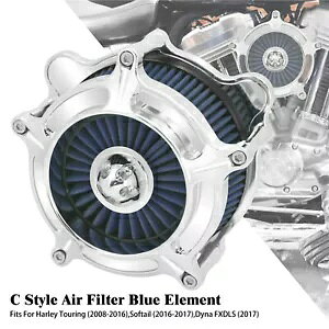 N[ GA N[i[ u[ Ce[N tB^[ c[O gCN 2008-16 \teC 2016 ɓK Chrome Air Cleaner Blue Intake Filter Fit For Touring Trike 2008-16 Softail 2016